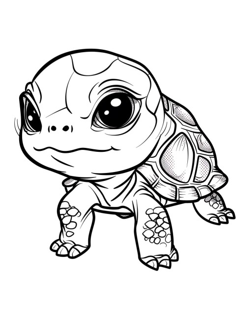 Cute Turtle Coloring Book Pages Simple Hand Drawn Animal illustration Line Art Outline Black and White (91)