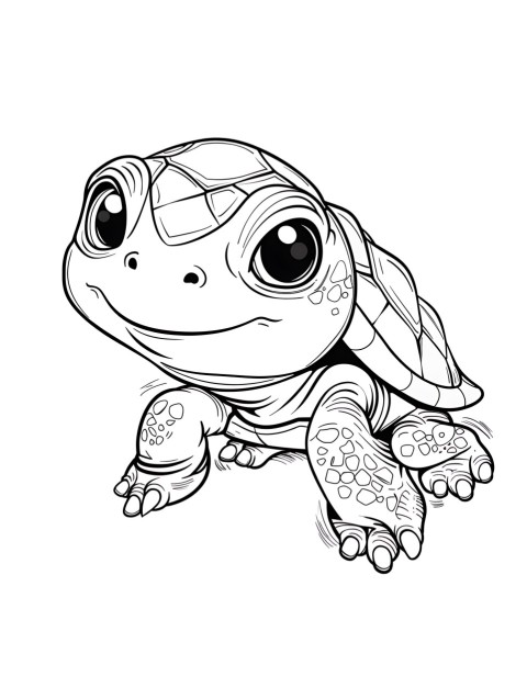 Cute Turtle Coloring Book Pages Simple Hand Drawn Animal illustration Line Art Outline Black and White (96)