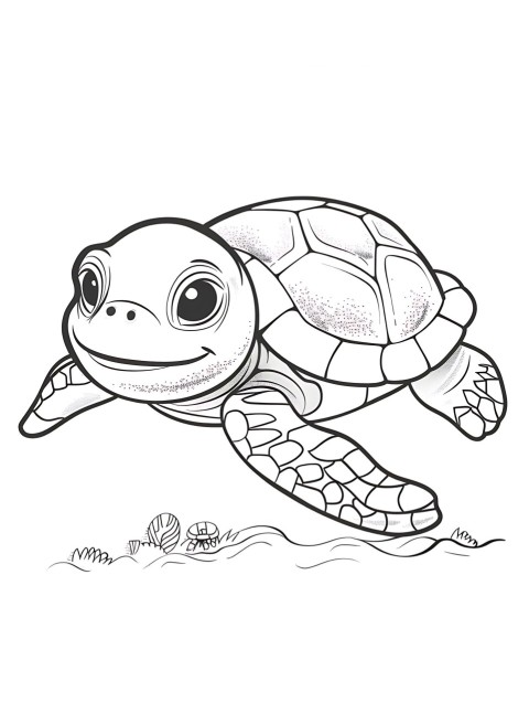 Cute Turtle Coloring Book Pages Simple Hand Drawn Animal illustration Line Art Outline Black and White (76)