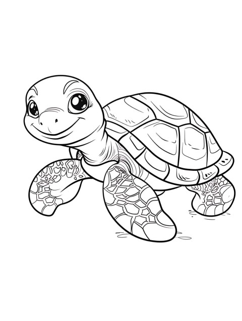 Cute Turtle Coloring Book Pages Simple Hand Drawn Animal illustration Line Art Outline Black and White (83)