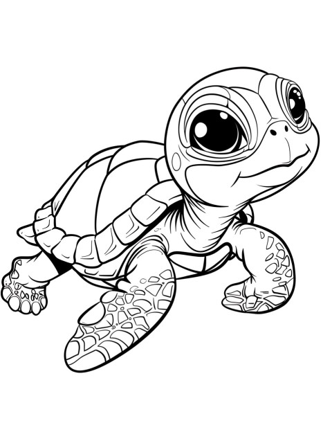 Cute Turtle Coloring Book Pages Simple Hand Drawn Animal illustration Line Art Outline Black and White (70)