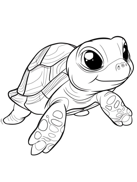 Cute Turtle Coloring Book Pages Simple Hand Drawn Animal illustration Line Art Outline Black and White (90)