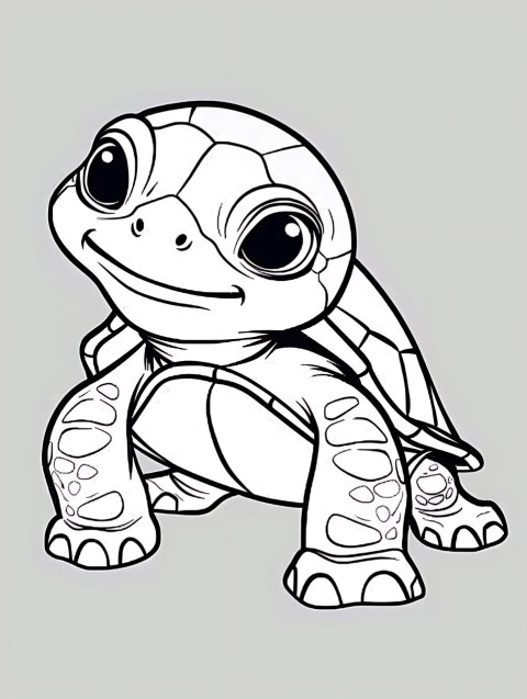 Cute Turtle Coloring Book Pages Simple Hand Drawn Animal illustration Line Art Outline Black and White (100)