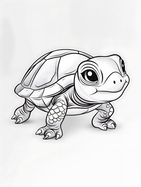 Cute Turtle Coloring Book Pages Simple Hand Drawn Animal illustration Line Art Outline Black and White (68)