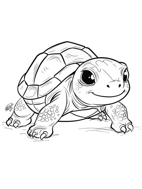 Cute Turtle Coloring Book Pages Simple Hand Drawn Animal illustration Line Art Outline Black and White (86)