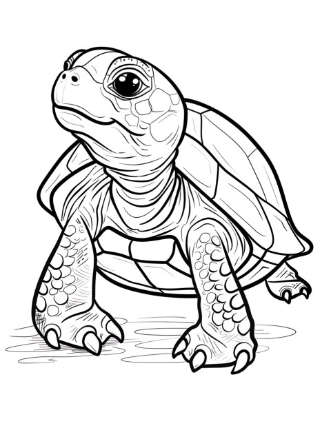 Cute Turtle Coloring Book Pages Simple Hand Drawn Animal illustration Line Art Outline Black and White (99)