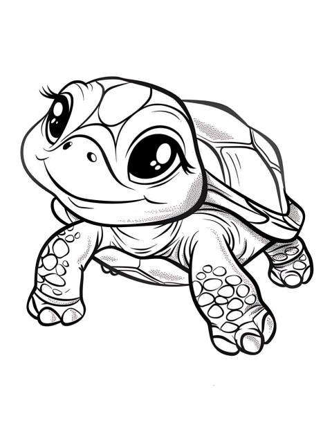 Cute Turtle Coloring Book Pages Simple Hand Drawn Animal illustration Line Art Outline Black and White (58)