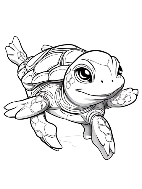 Cute Turtle Coloring Book Pages Simple Hand Drawn Animal illustration Line Art Outline Black and White (84)