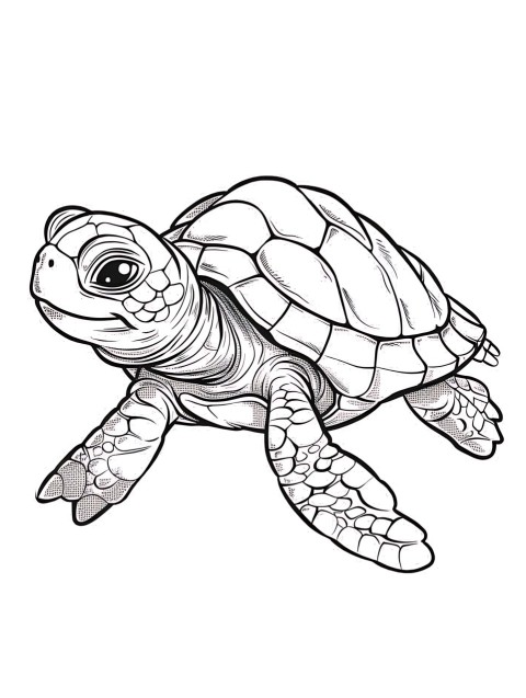 Cute Turtle Coloring Book Pages Simple Hand Drawn Animal illustration Line Art Outline Black and White (61)