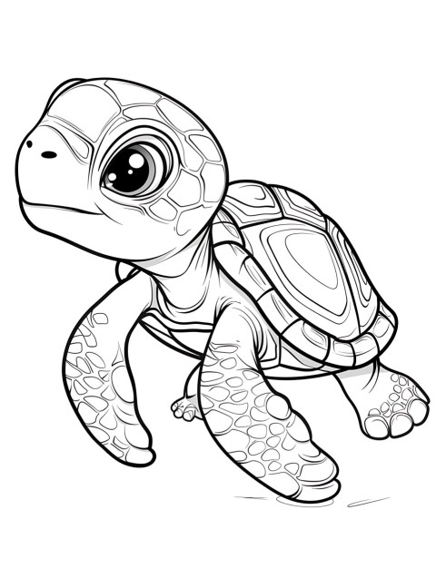 Cute Turtle Coloring Book Pages Simple Hand Drawn Animal illustration Line Art Outline Black and White (53)