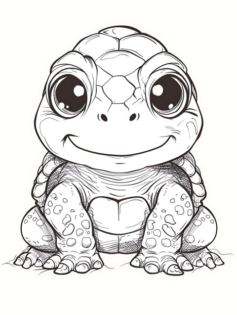 Cute Turtle Coloring Book Pages Simple Hand Drawn Animal illustration Line Art Outline Black and White (77)