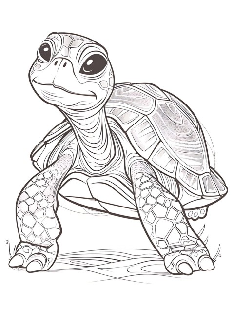 Cute Turtle Coloring Book Pages Simple Hand Drawn Animal illustration Line Art Outline Black and White (71)
