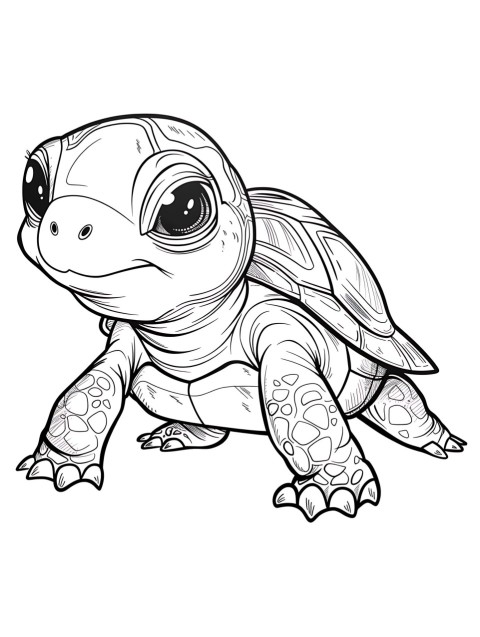 Cute Turtle Coloring Book Pages Simple Hand Drawn Animal illustration Line Art Outline Black and White (88)