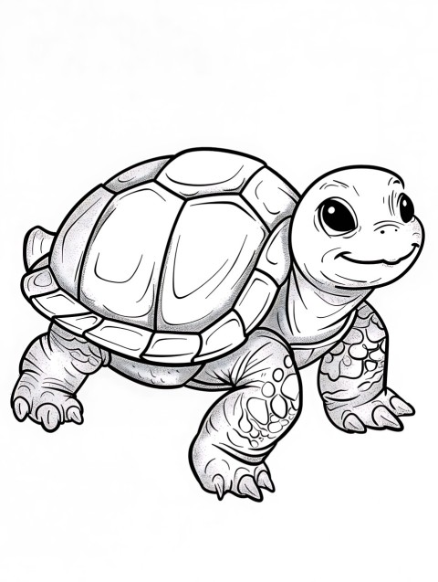 Cute Turtle Coloring Book Pages Simple Hand Drawn Animal illustration Line Art Outline Black and White (82)
