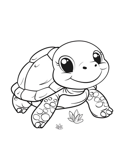 Cute Turtle Coloring Book Pages Simple Hand Drawn Animal illustration Line Art Outline Black and White (115)