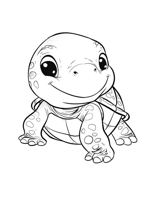 Cute Turtle Coloring Book Pages Simple Hand Drawn Animal illustration Line Art Outline Black and White (103)