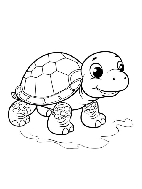 Cute Turtle Coloring Book Pages Simple Hand Drawn Animal illustration Line Art Outline Black and White (133)