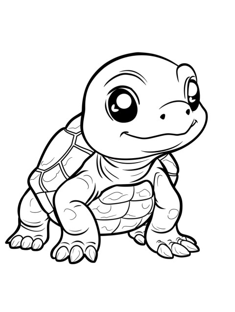 Cute Turtle Coloring Book Pages Simple Hand Drawn Animal illustration Line Art Outline Black and White (127)