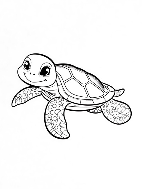 Cute Turtle Coloring Book Pages Simple Hand Drawn Animal illustration Line Art Outline Black and White (139)