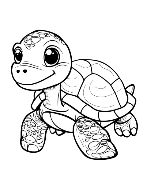 Cute Turtle Coloring Book Pages Simple Hand Drawn Animal illustration Line Art Outline Black and White (134)