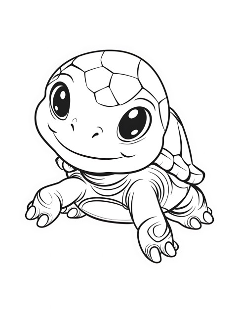 Cute Turtle Coloring Book Pages Simple Hand Drawn Animal illustration Line Art Outline Black and White (135)