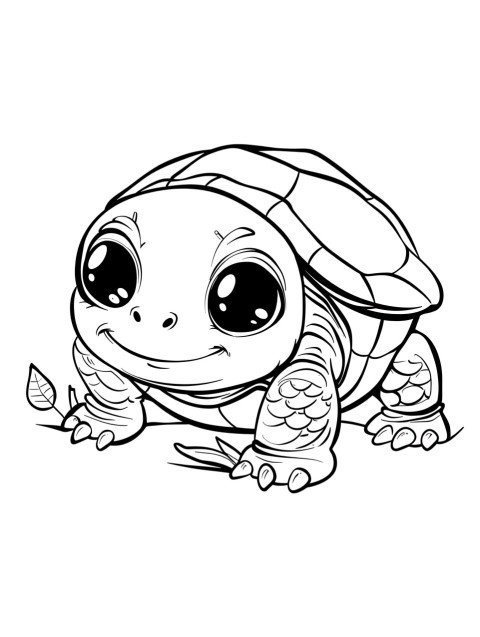 Cute Turtle Coloring Book Pages Simple Hand Drawn Animal illustration Line Art Outline Black and White (118)