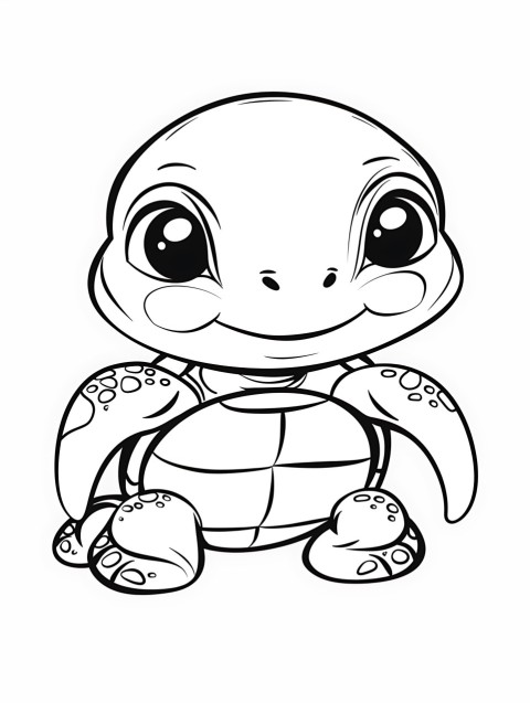 Cute Turtle Coloring Book Pages Simple Hand Drawn Animal illustration Line Art Outline Black and White (117)