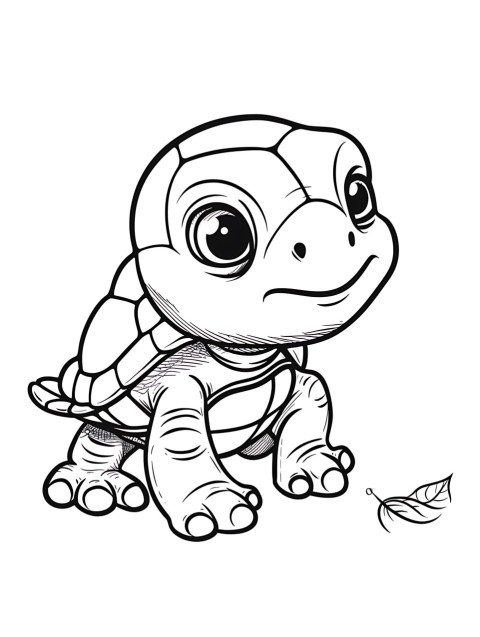 Cute Turtle Coloring Book Pages Simple Hand Drawn Animal illustration Line Art Outline Black and White (107)