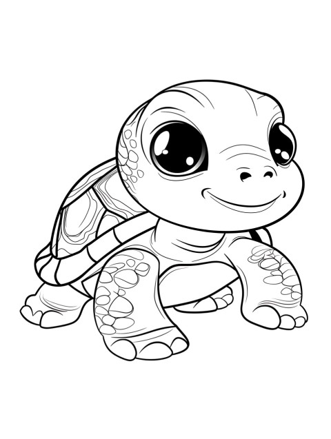 Cute Turtle Coloring Book Pages Simple Hand Drawn Animal illustration Line Art Outline Black and White (111)