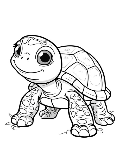 Cute Turtle Coloring Book Pages Simple Hand Drawn Animal illustration Line Art Outline Black and White (141)