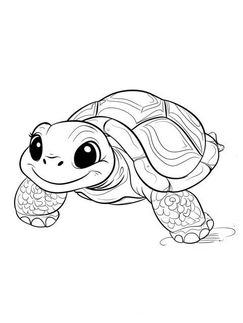 Cute Turtle Coloring Book Pages Simple Hand Drawn Animal illustration Line Art Outline Black and White (131)