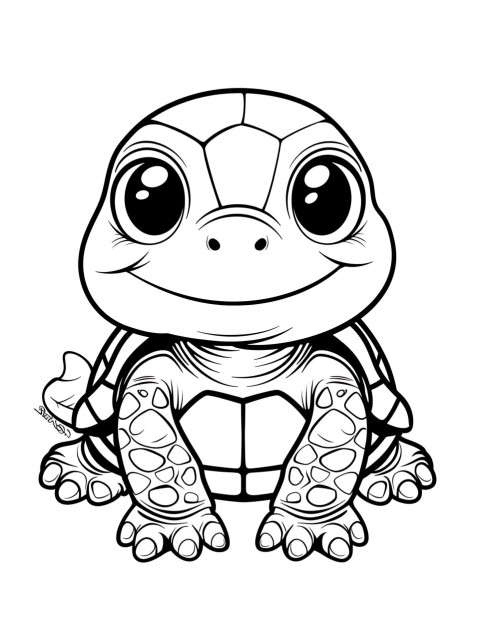 Cute Turtle Coloring Book Pages Simple Hand Drawn Animal illustration Line Art Outline Black and White (138)