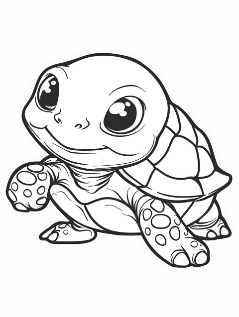 Cute Turtle Coloring Book Pages Simple Hand Drawn Animal illustration Line Art Outline Black and White (120)