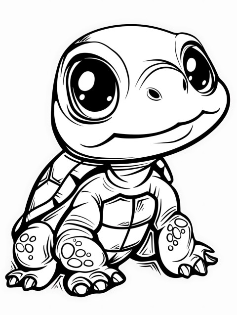 Cute Turtle Coloring Book Pages Simple Hand Drawn Animal illustration Line Art Outline Black and White (101)