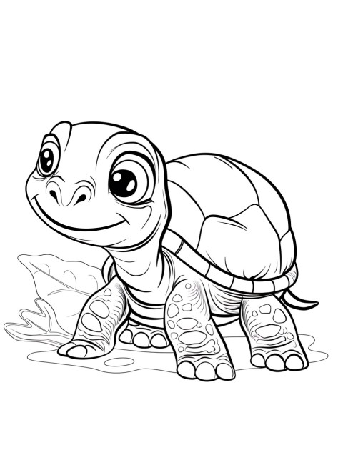 Cute Turtle Coloring Book Pages Simple Hand Drawn Animal illustration Line Art Outline Black and White (130)