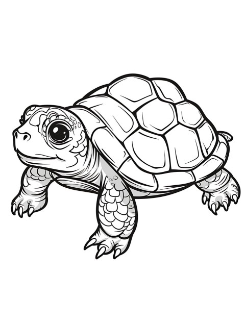 Cute Turtle Coloring Book Pages Simple Hand Drawn Animal illustration Line Art Outline Black and White (145)