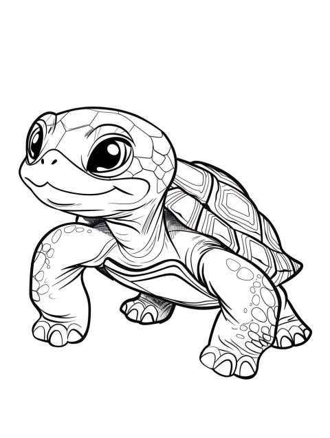 Cute Turtle Coloring Book Pages Simple Hand Drawn Animal illustration Line Art Outline Black and White (148)
