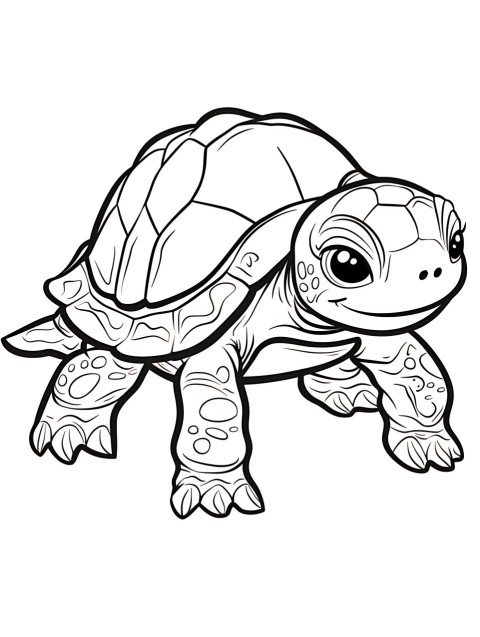 Cute Turtle Coloring Book Pages Simple Hand Drawn Animal illustration Line Art Outline Black and White (121)