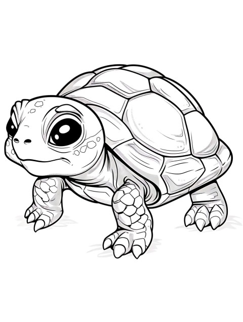 Cute Turtle Coloring Book Pages Simple Hand Drawn Animal illustration Line Art Outline Black and White (106)