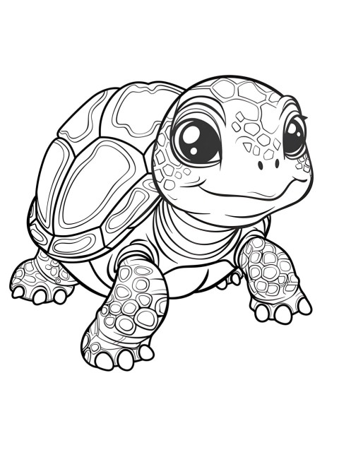 Cute Turtle Coloring Book Pages Simple Hand Drawn Animal illustration Line Art Outline Black and White (105)