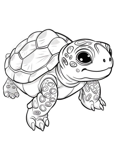 Cute Turtle Coloring Book Pages Simple Hand Drawn Animal illustration Line Art Outline Black and White (143)