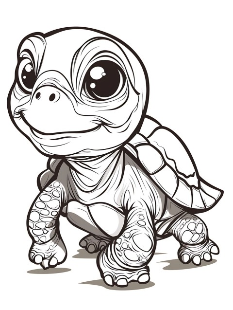 Cute Turtle Coloring Book Pages Simple Hand Drawn Animal illustration Line Art Outline Black and White (104)