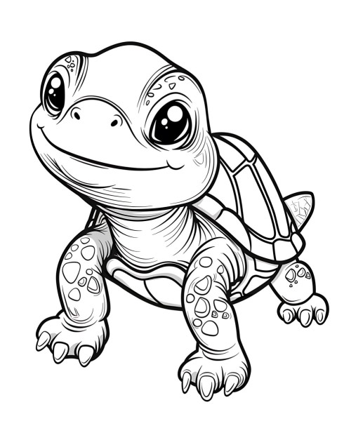 Cute Turtle Coloring Book Pages Simple Hand Drawn Animal illustration Line Art Outline Black and White (129)