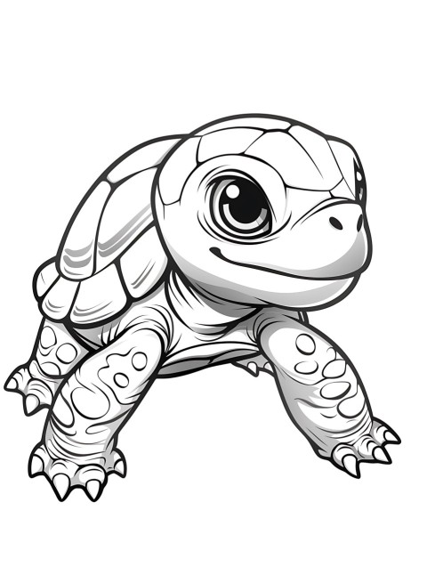 Cute Turtle Coloring Book Pages Simple Hand Drawn Animal illustration Line Art Outline Black and White (146)