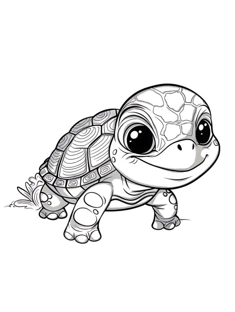 Cute Turtle Coloring Book Pages Simple Hand Drawn Animal illustration Line Art Outline Black and White (140)