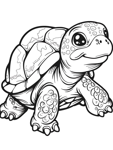 Cute Turtle Coloring Book Pages Simple Hand Drawn Animal illustration Line Art Outline Black and White (132)