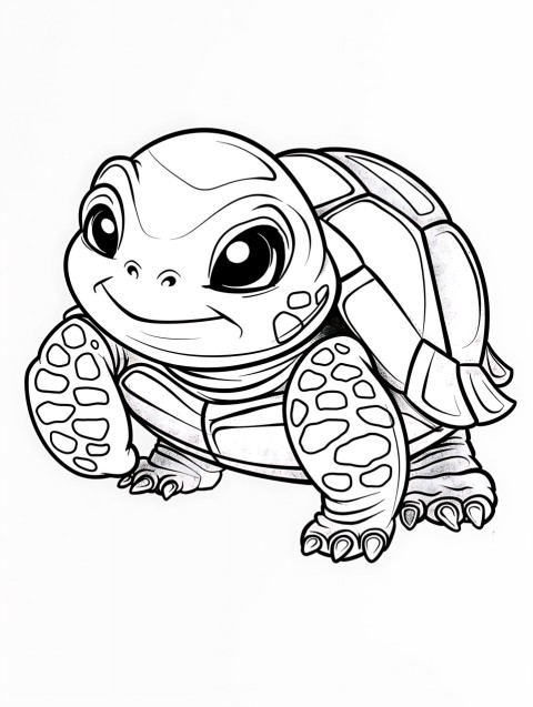 Cute Turtle Coloring Book Pages Simple Hand Drawn Animal illustration Line Art Outline Black and White (122)